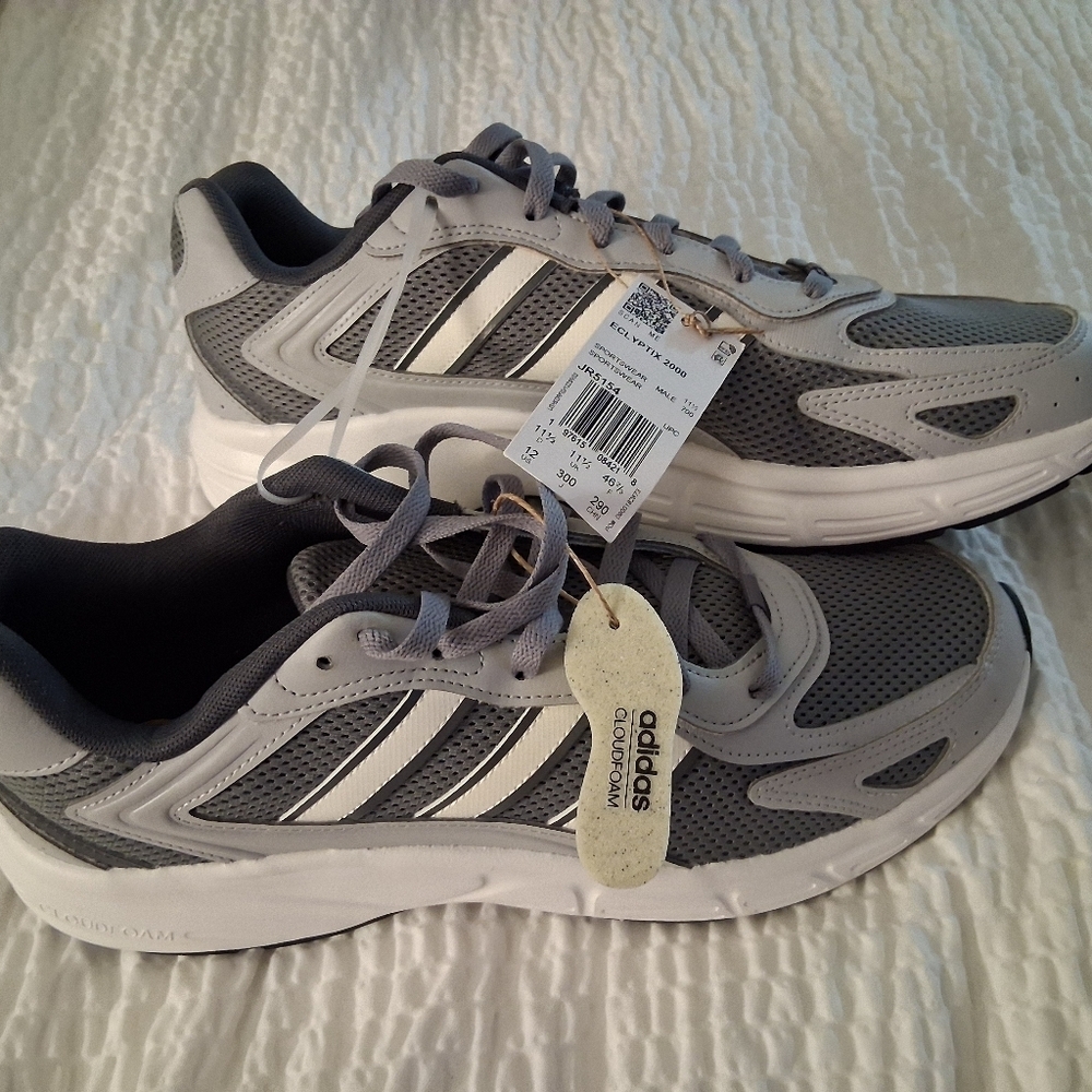 New adidas Eclyptix 2000 Gray & White Men's Shoes Size 12